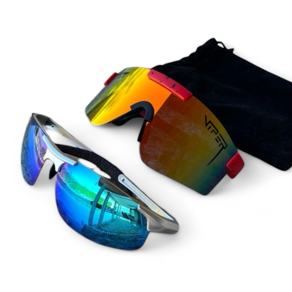 Bundle of 2 Men’s Sport Sunglasses – Viper Style & Pulabecs Wrap Shades